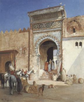 Victor Pierre Huguet : Arabs Outside the Mosque